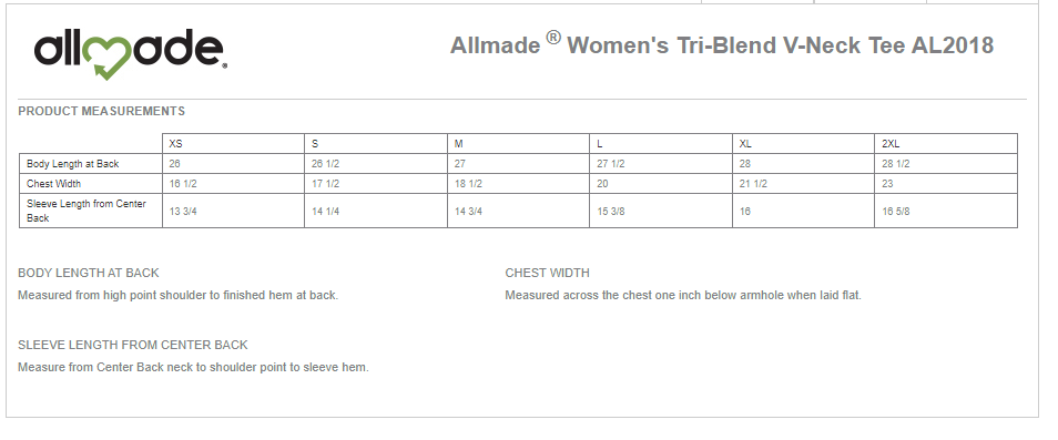 Allmade Women's Tri-Blend V-Neck