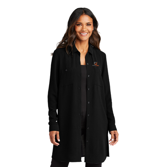 Women’s Long Sleeve Textured Crepe Tunic